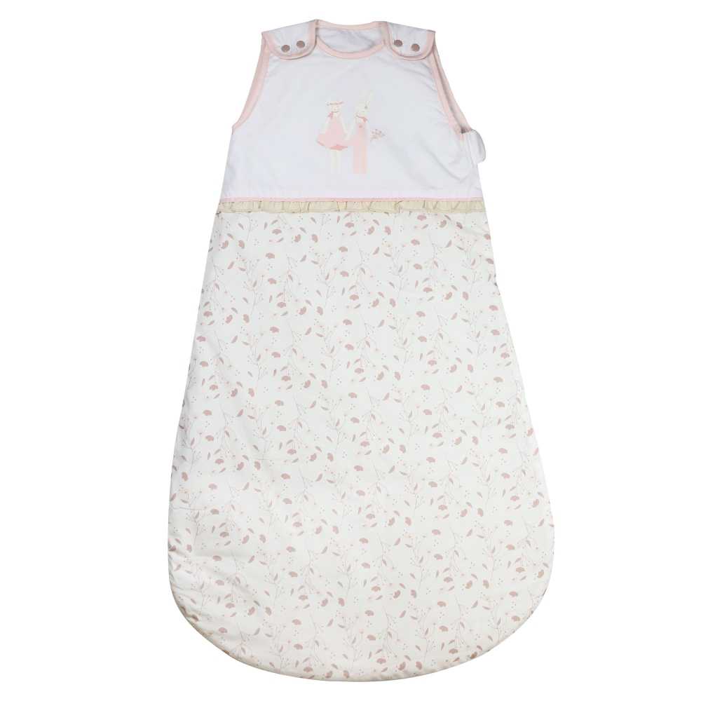 Saco de dormir para bebé de 90 cm com estampado floral sobre fundo branco - Rose & Lili Saco de dormir para bebé de 90 cm com estampado floral sobre fundo branco - Rose & Lili
