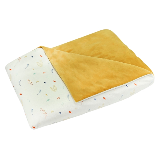100x140 hide and seek in the forest ocher blanket product photo folded