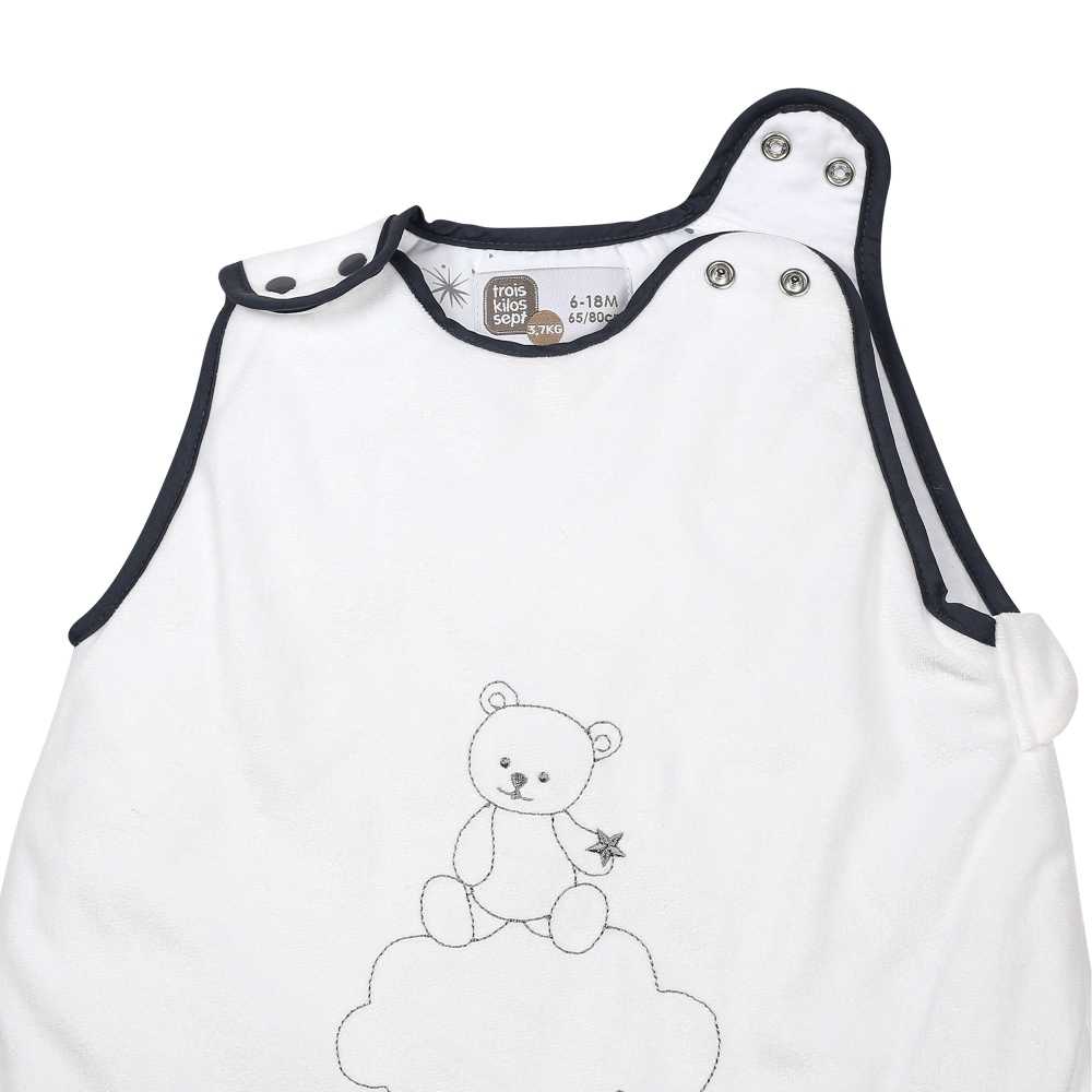 zoom en el cierre de doble corchete en los hombros del saco de dormir Martin et ses copains zoom en el cierre de doble corchete en los hombros del saco de dormir Martin et ses copains