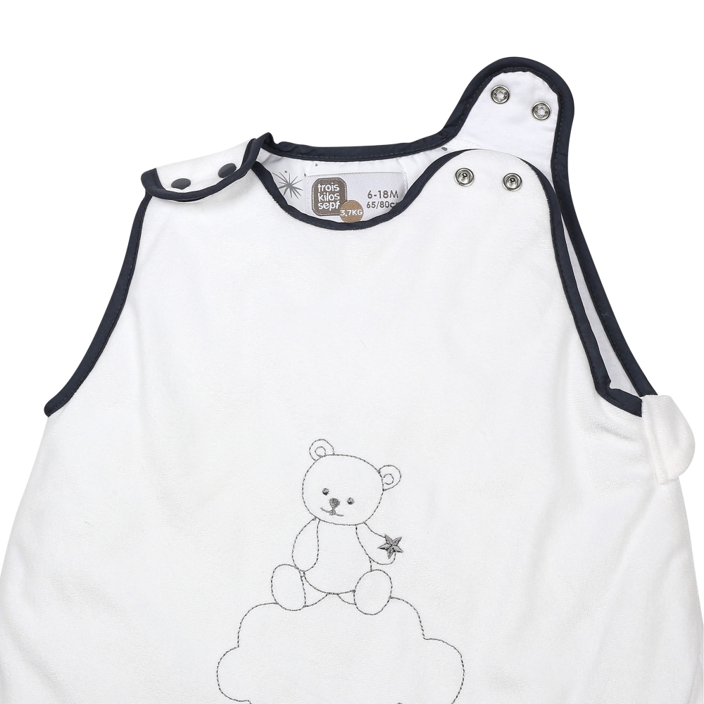 Zoom auf den Doppel-Druckknopf-Verschluss an den Schultern des Schlafsacks Martin und seine Freunde