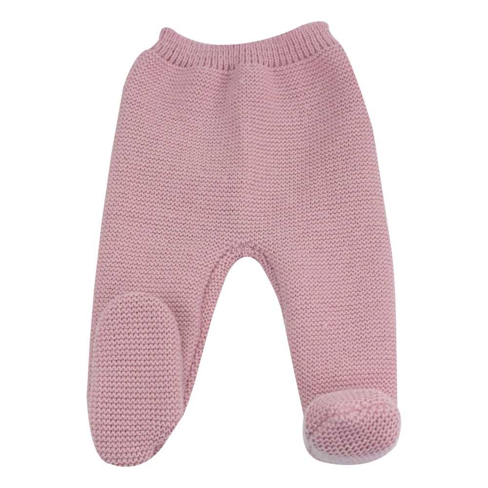 pantaloni neonato in maglia rosa antico foto prodotto frontale