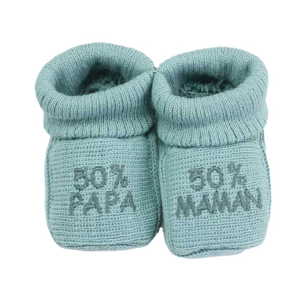 Pantufas de bebé verde-sálvia 50% papá 50% mamã Pantufas de bebé verde-sálvia 50% papá 50% mamã