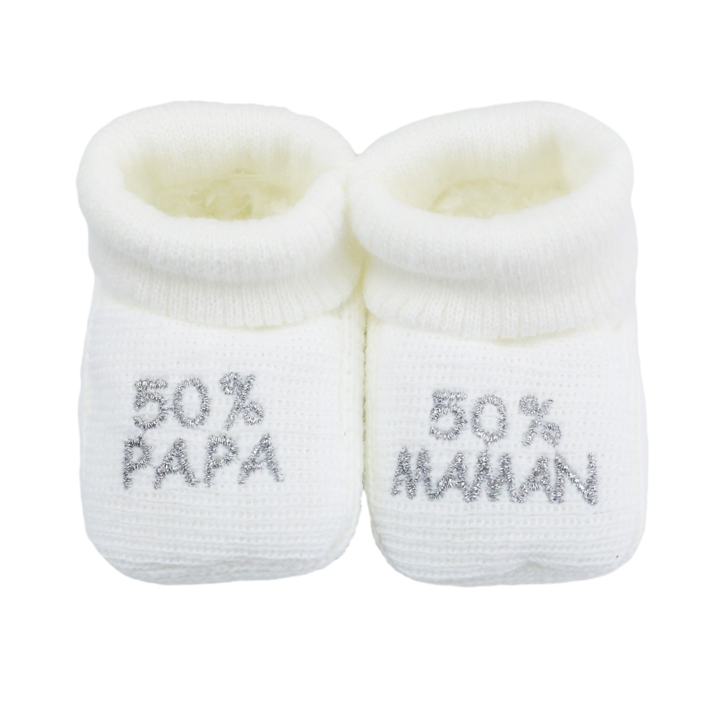 Patucos bebé blanco 50% papá/50% mamá
