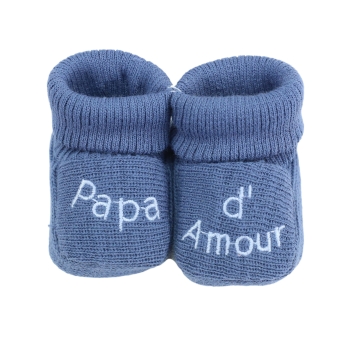 chaussons bébé papa d'amour bleu chaussons bébé papa d'amour bleu