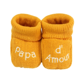 Baby slippers daddy love mustard curry Baby slippers daddy love mustard curry