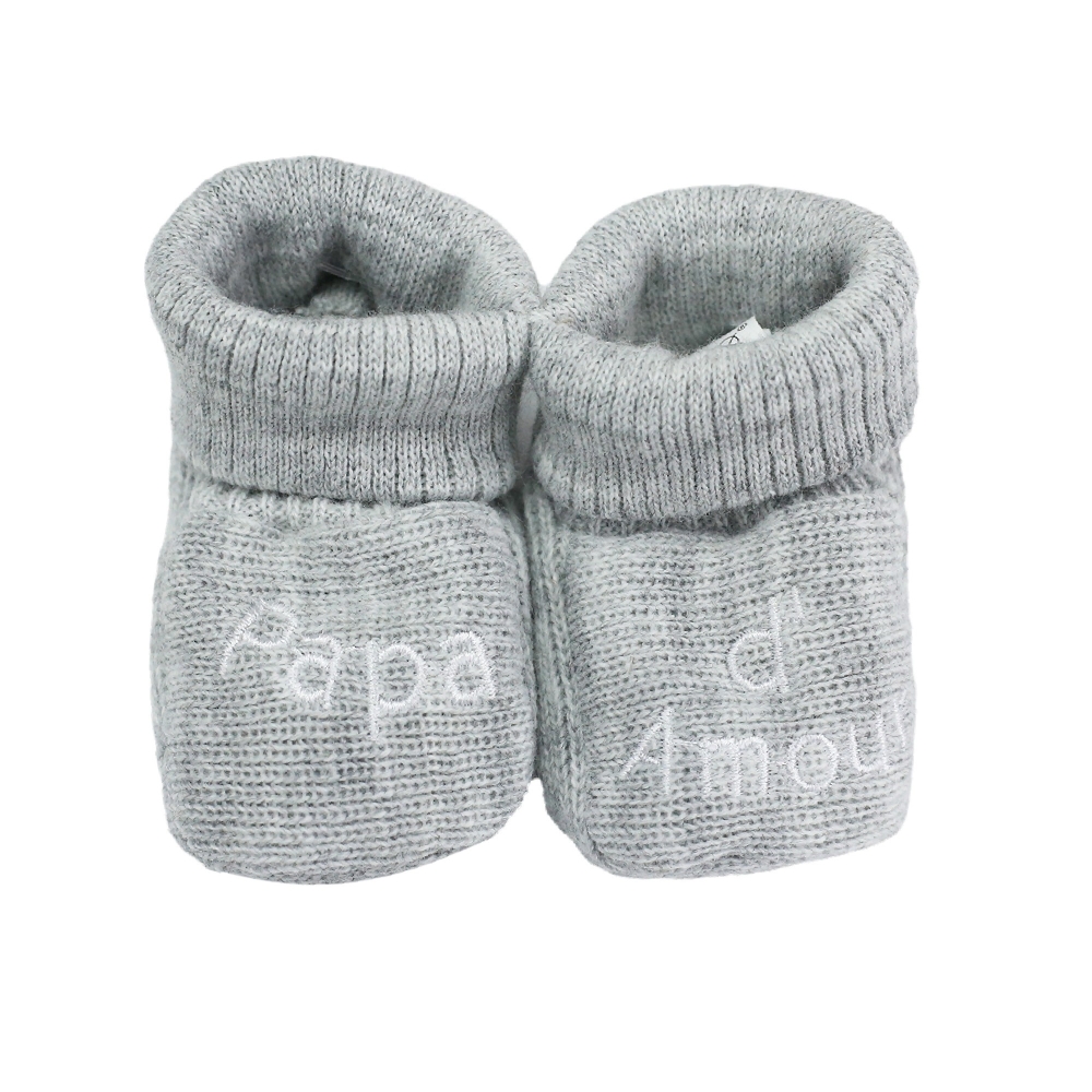 chaussons bébé papa d'amour gris chaussons bébé papa d'amour gris