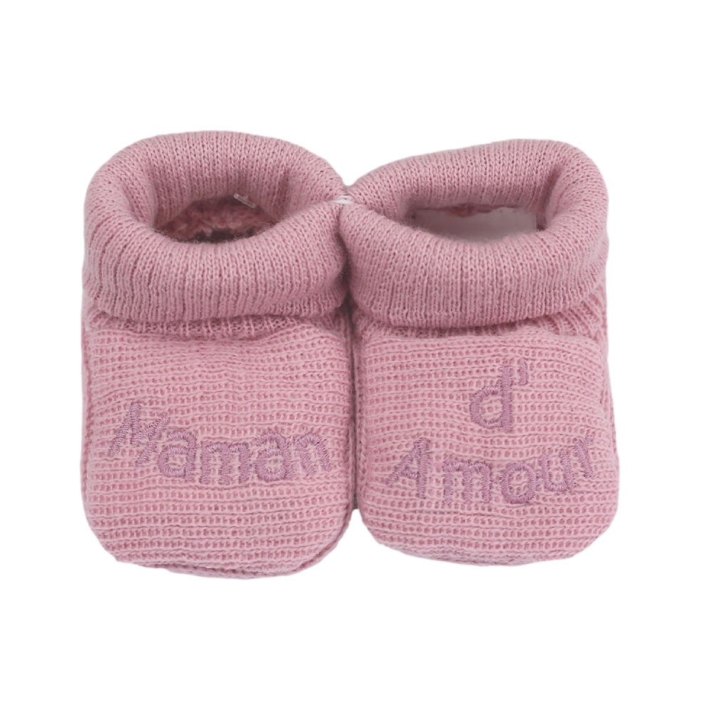 mom's love pink baby booties mom's love pink baby booties