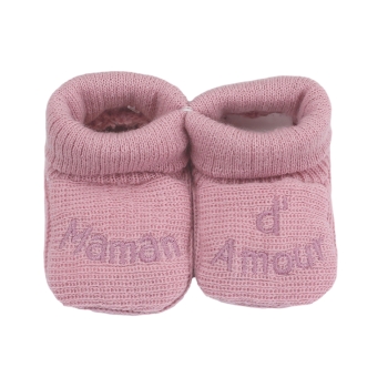 mom's love pink baby booties mom's love pink baby booties