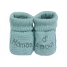 Green "maman d'amour" baby booties Green "maman d'amour" baby booties