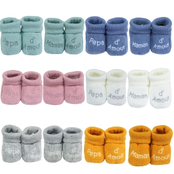 Scatola con assortimento di scarpine per neonato "papà e mamma d'amore" - 6 colori