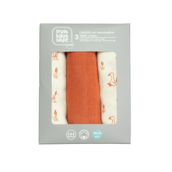 copy of Set of 3 nappies 70x70cm - Oeko-tex - water green Trois Kilos Sept - 4