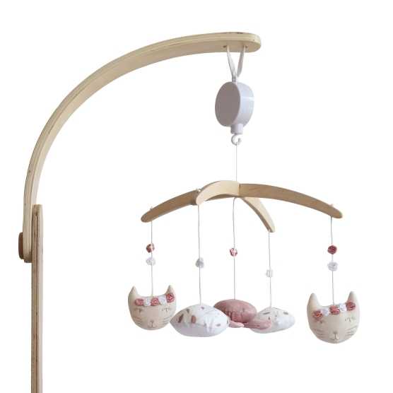Móbile musical com gatinhos e coelhinhos da coleção Rosa e Lili