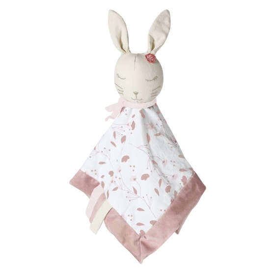 bunny lovey in handkerchief shape with small ribbons