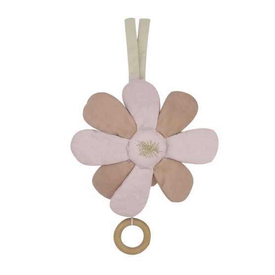 Flor musical com argola de madeira para pôr a música a tocar