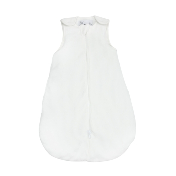 Front view of the newborn sleeping bag, white in corduroy