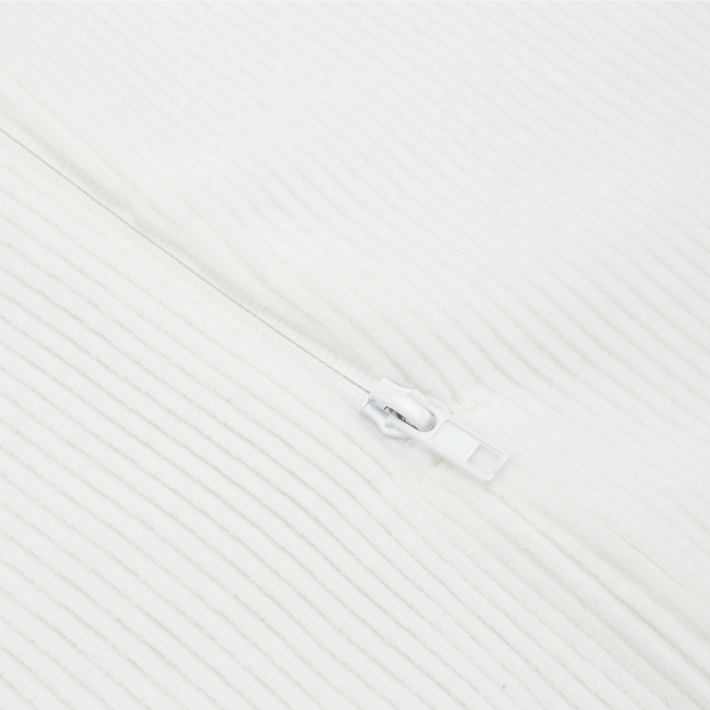 Close-up of the zipper and corduroy material of the sleeping bag Close-up of the zipper and corduroy material of the sleeping bag