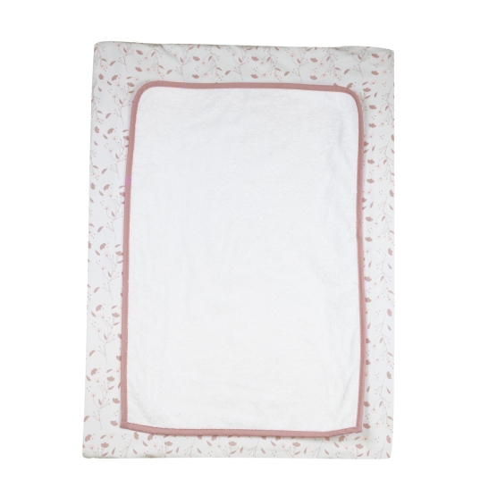 Changing mat with removable white and pink cover