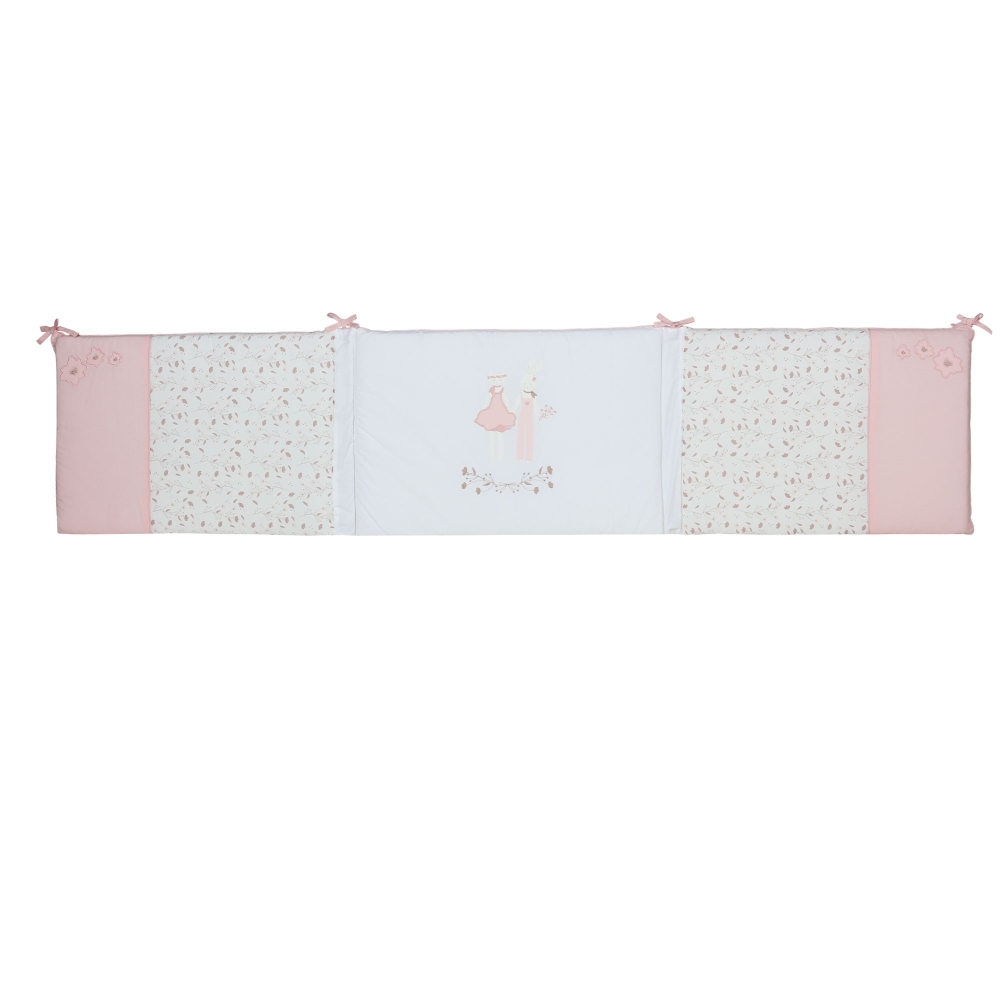 embroidered pink and lily bedskirt front embroidered pink and lily bedskirt front