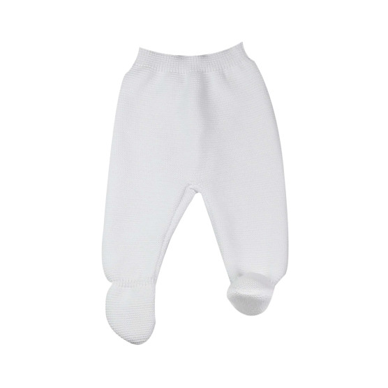 white cotton knit pants product photo front view