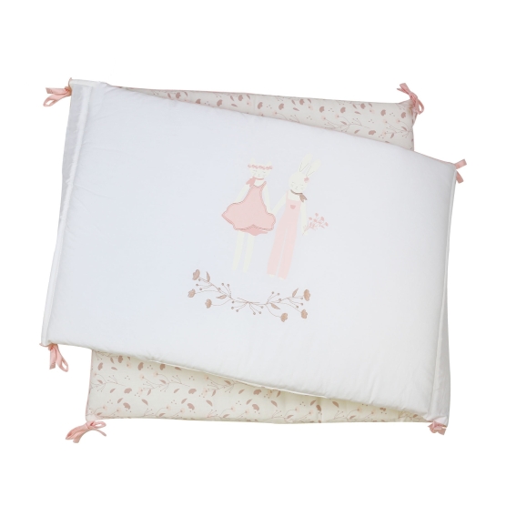 Folded crib bumper from the Rose and Lili collection