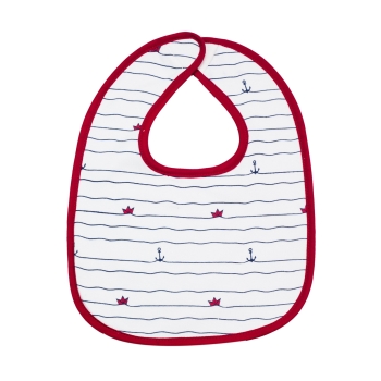 product photo of red patterned captain bib product photo of red patterned captain bib