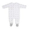 white newborn pajamas with sophie the giraffe pattern on the back white newborn pajamas with sophie the giraffe pattern on the back