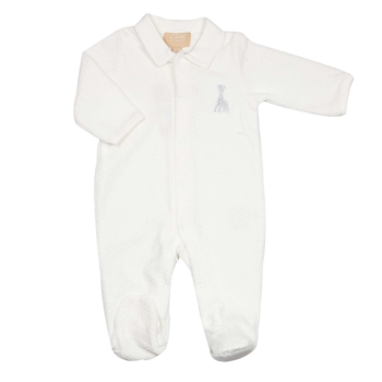 Babygrow Y bege com gola polo - Veludo jacquard - ©Sophie la girafe Babygrow Y bege com gola polo - Veludo jacquard - ©Sophie la girafe