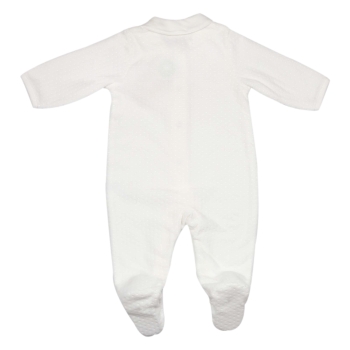 Ecru fluwelen jacquard pyjama achterkant Ecru fluwelen jacquard pyjama achterkant