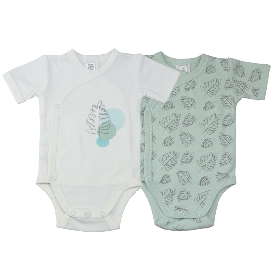 Set of two sage green short sleeve bodysuits