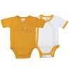 Conjunto de dois bodies cruzados, mostarda e branco Conjunto de dois bodies cruzados, mostarda e branco
