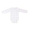 Sophie the Giraffe patterned wrap-around bodysuit, back view Sophie the Giraffe patterned wrap-around bodysuit, back view