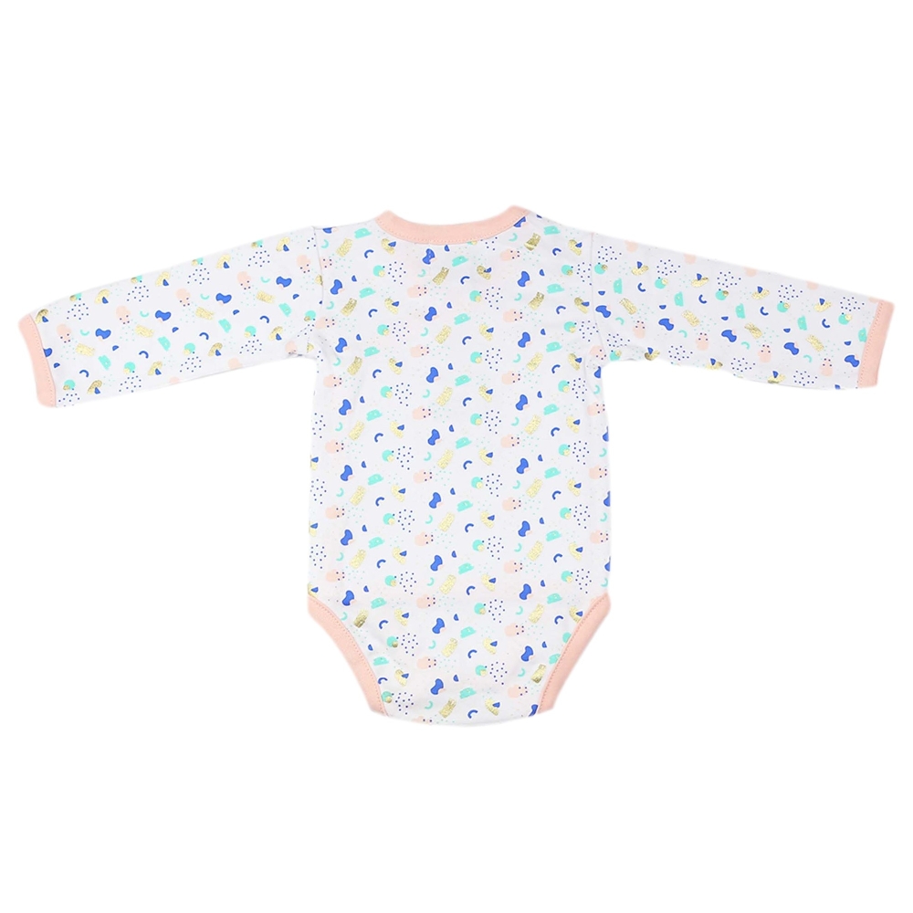 parte de trás do body branco e rosa de manga comprida Sophie La girafe