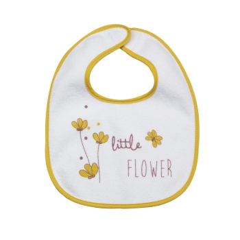 baby terry bib with mustard bias and pretty burgundy flowers baby terry bib with mustard bias and pretty burgundy flowers