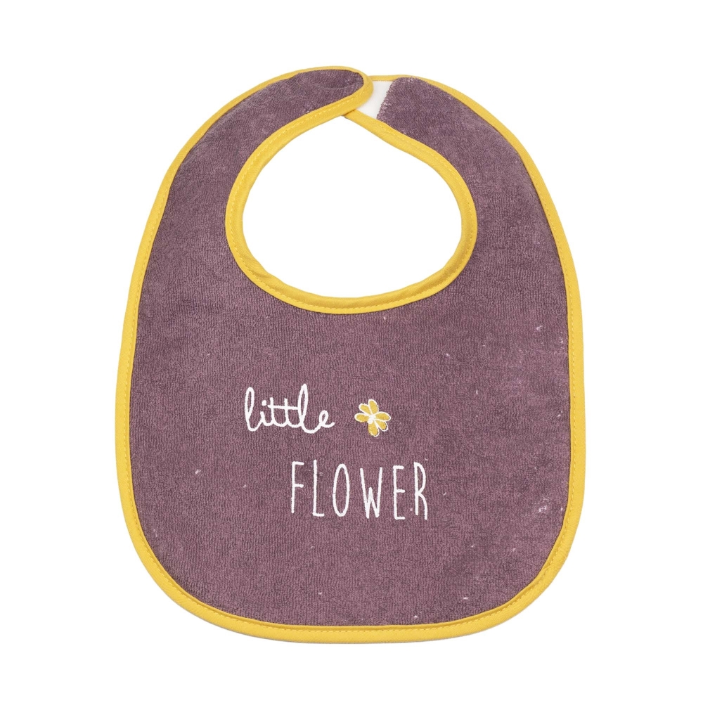 Beautiful burgundy terry bib with mustard piping Beautiful burgundy terry bib with mustard piping