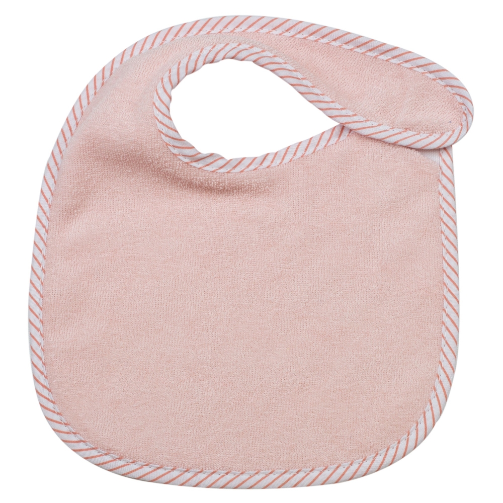 baby slabbetje lichtroze met wit gestreepte bies