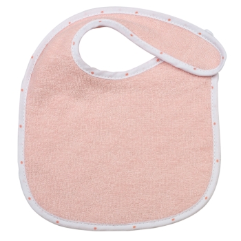 bavoir rose avec un joli liseré à pois blanc tendance