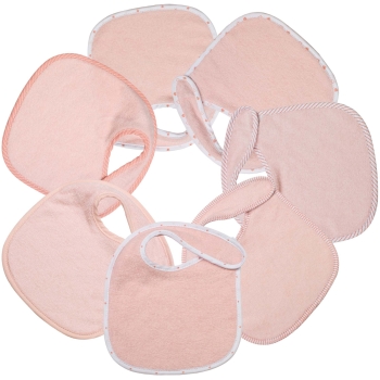 Set aus 7 rosa einfarbigen Lätzchen für Mädchen