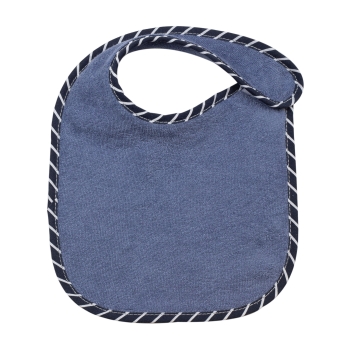 bavoir bleu avec liseré bleu nuit pour bébé mixte