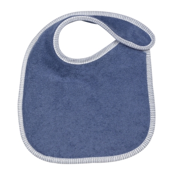 plain blue bib with white terry cloth piping plain blue bib with white terry cloth piping