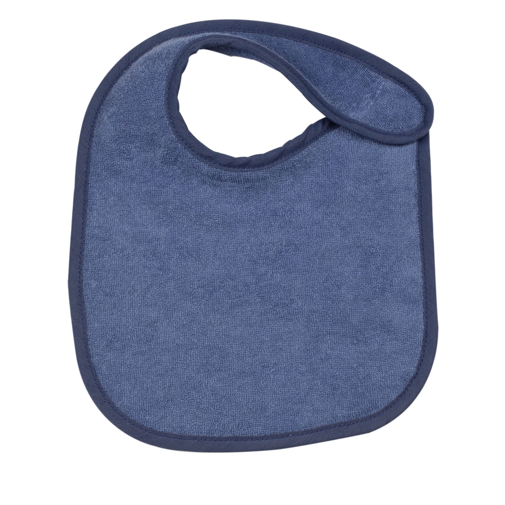 Baby-Lätzchen aus blauem einfarbigem Frottee Baby-Lätzchen aus blauem einfarbigem Frottee