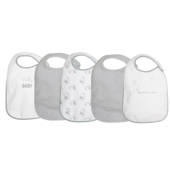 Conjunto de 5 babetes para a introdução alimentar