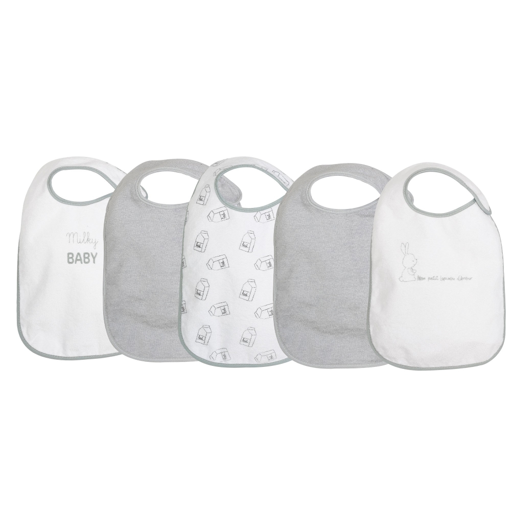 Conjunto de 5 babetes para a introdução alimentar