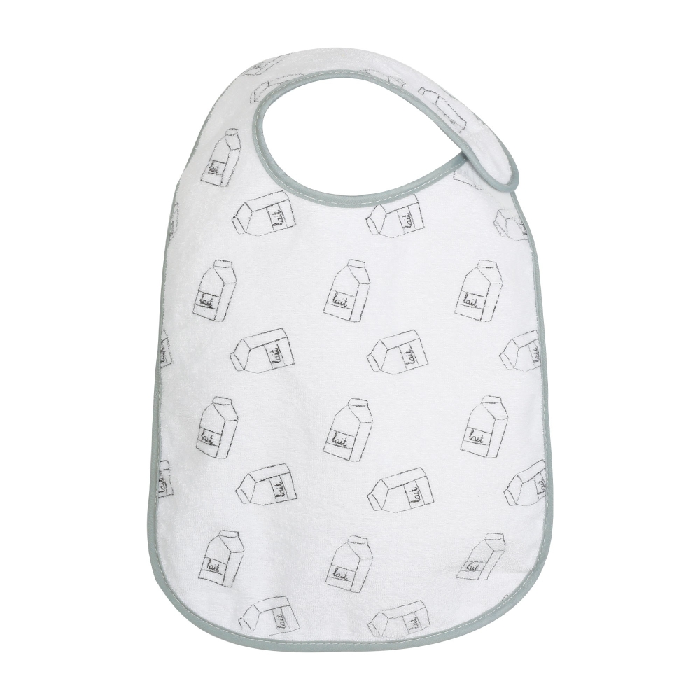 Newborn bib with milk carton pattern