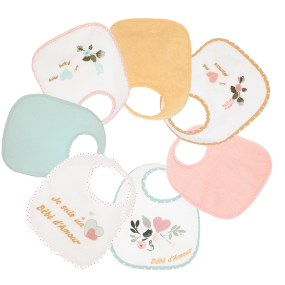 Set of 7 newborn bibs - Baby Love