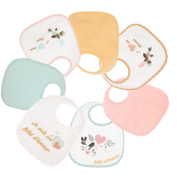 Set of 7 newborn bibs - Baby Love