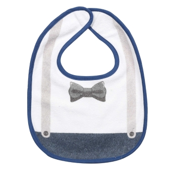 bib with straps and small printed bow bib with straps and small printed bow