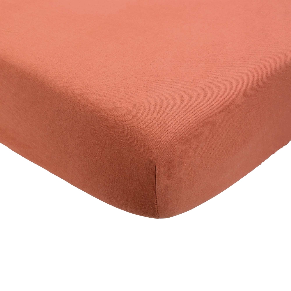lençol de baixo ajustável para bebé liso em terracota lençol de baixo ajustável para bebé liso em terracota