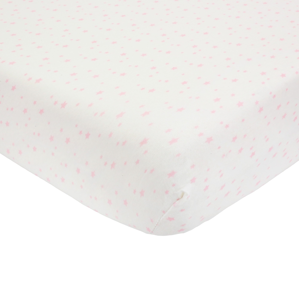 Drap Housse jersey - Etoiles roses