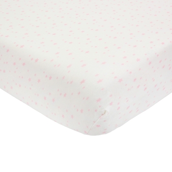 Lençol de baixo ajustável em jersey - Estrelas cor-de-rosa