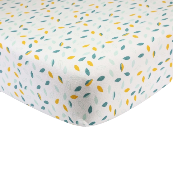 Jersey fitted sheet Leaf pattern